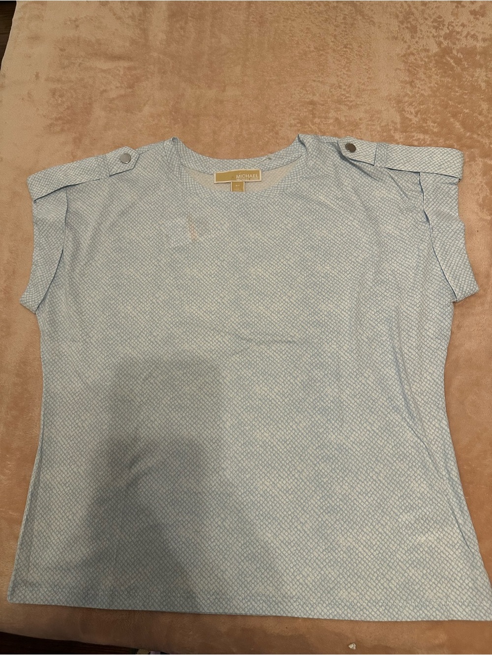 Michael Kors Light Blue Short Sleeve Button-Shoulder Tee